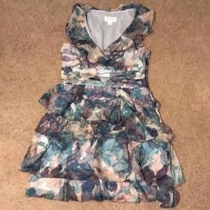 Jessica Simpson watercolor ruffle dress